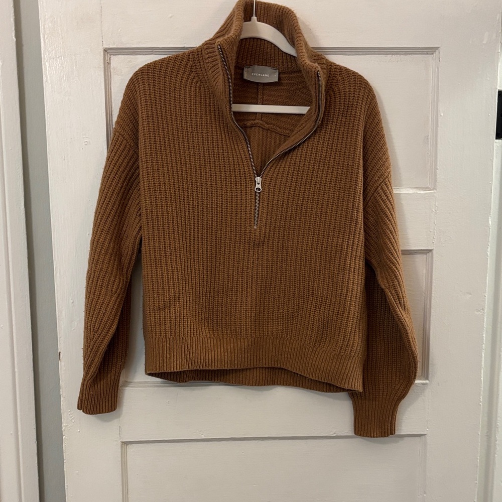 Everlane Brown Half-Zip Sweater